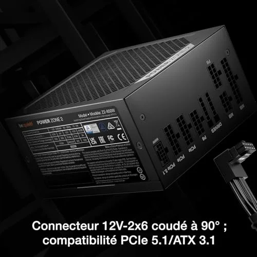 Be Quiet Power Zone 2 RGB 850W 80+ Platinum modulaire noir - vue 6
