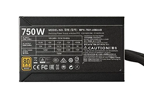 Cooler Master MasterWatt 750 750W 80+ Bronze semi-modulaire - vue 5