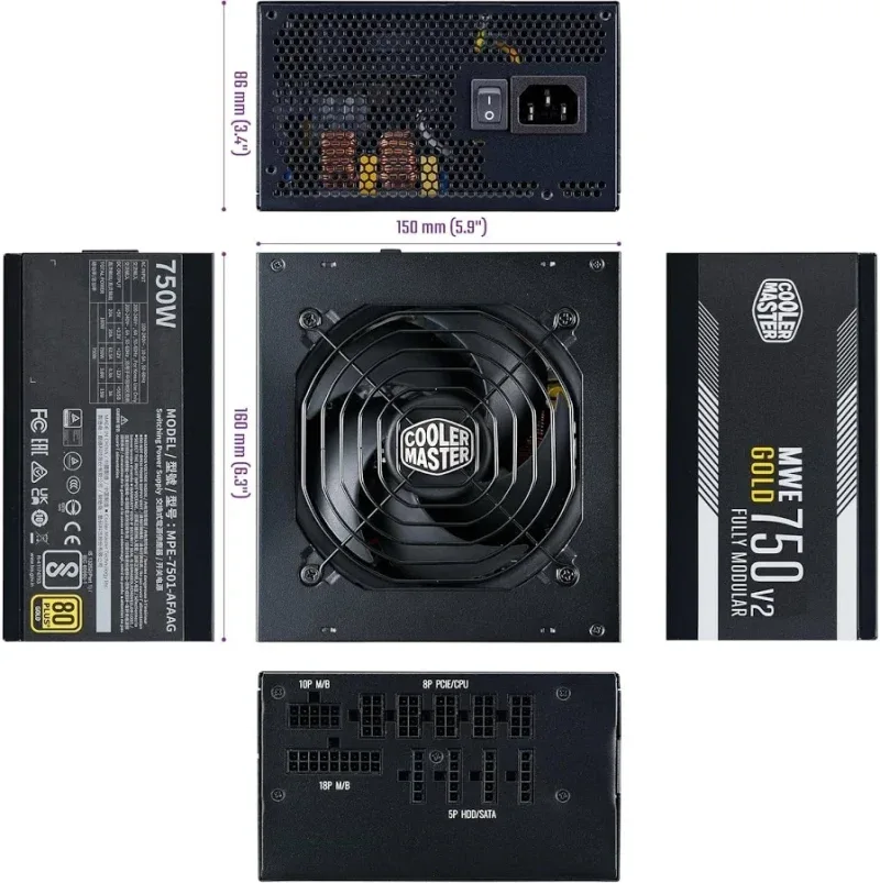 Alimentation modulaire Cooler Master 750 W 80+ Gold MWE Gold 750 V2 ATX 3.1 - image 3