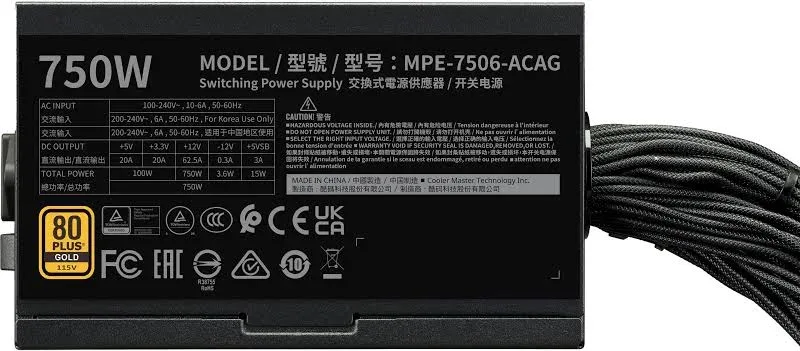 Alimentation PC non modulaire Cooler Master MWE V3 750W 80 PLUS Gold noir - image 4