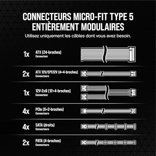 Corsair RM1000x Shift W 1000W 80+ Gold modulaire - vue 7