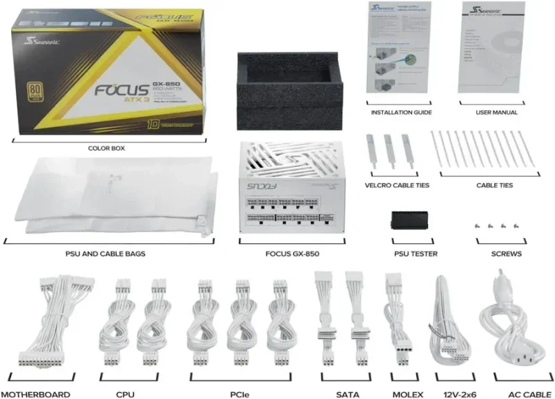 FOCUS GX ATX3.0 alimentation  modulaire 850 watt - image 3