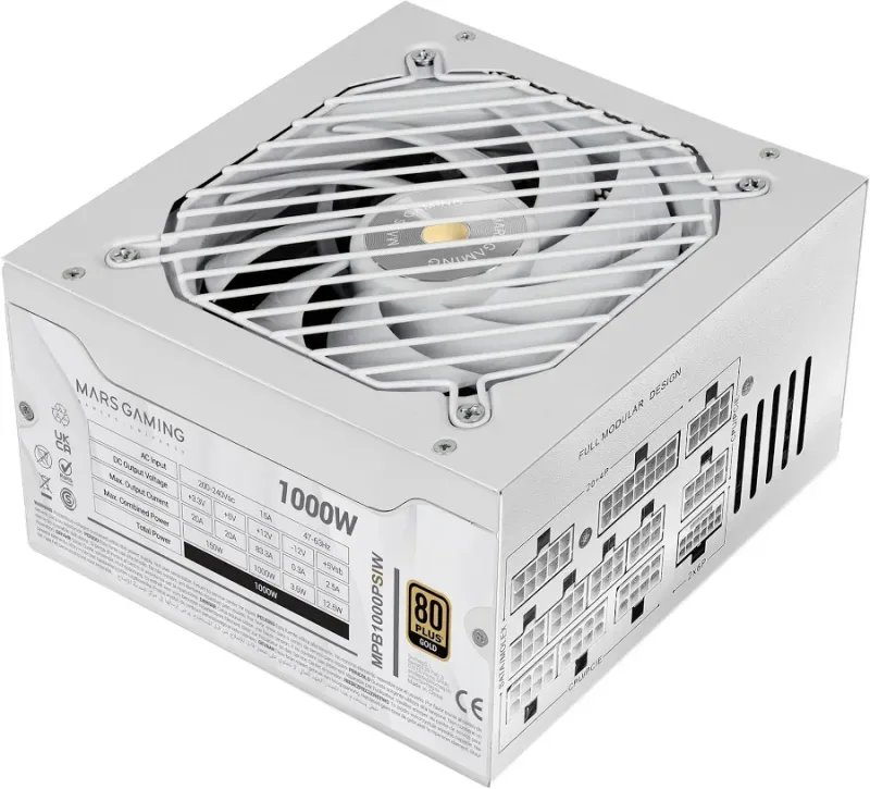 Mars Gaming Mpb1000psi 1000W 80+ Gold modulaire blanc