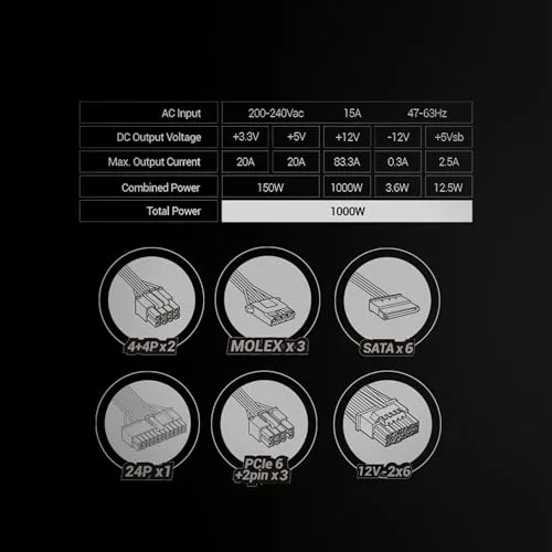 Mars Gaming Mpb1000psi 1000W 80+ Gold modulaire noir - vue 5