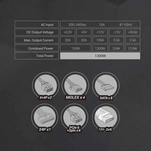 Mars Gaming MPB1200PSI 1200W 80+ Gold blanche - vue 6