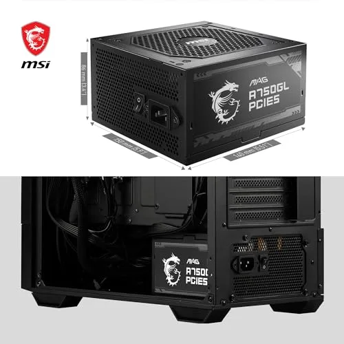 MSI MAG A750GL PCIE5 750W 80+ Gold modulaire noir - vue 6