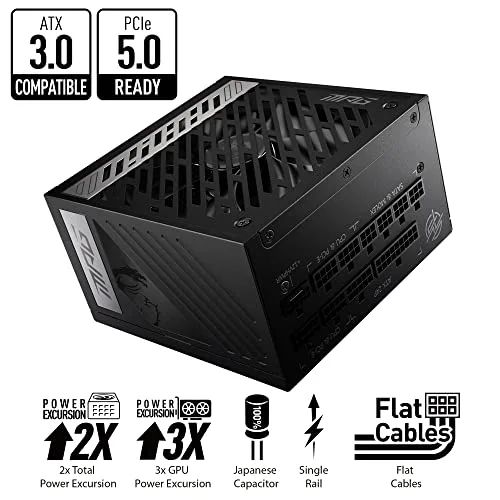 MSI MPG A1000G PCIE5 1000W 80+ Gold modulaire noir - vue 3