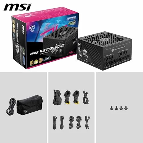 MSI MPG A1250GS PCIE5 1250W 80+ Gold modulaire noir - vue 7