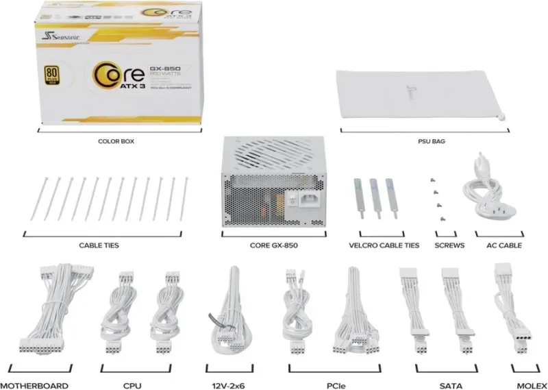 Seasonic ATX 850W - 80+ Gold - Core GX-850-V2 Blanc - image 2