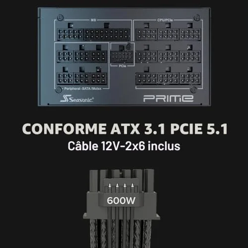 Seasonic PRIME-TX 1300W 80+ Titanium - vue 2