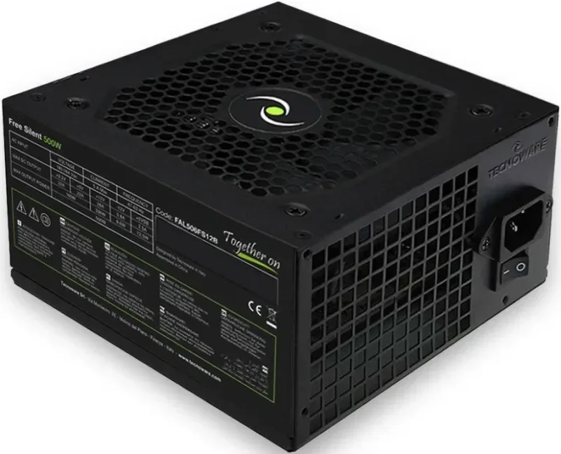 Alimentation Tecnoware Atx 500, ventilateur silencieux, 2xsata, 1x24 pôles, 1x 4+4 pôles, 2xmolex - image 2
