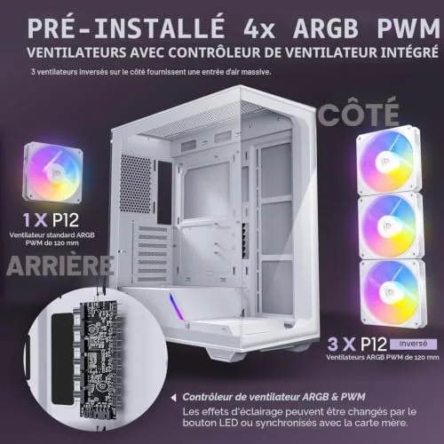 Antec C3 ARGB ATX White - vue 5