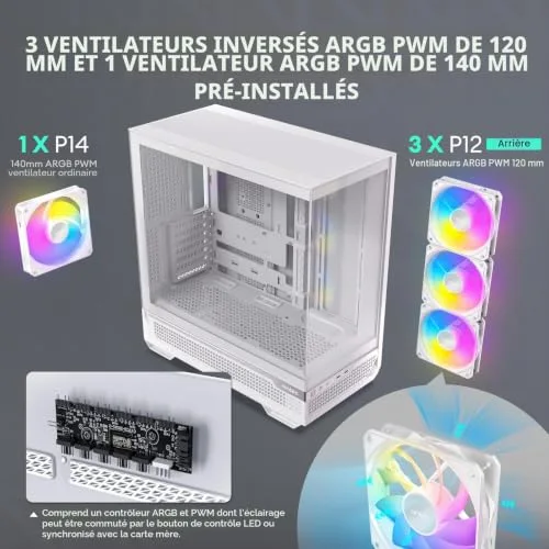 Antec C7 ARGB White mATX RGB - vue 5