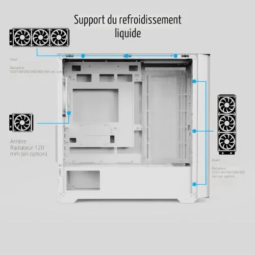 Boîtier Mini Tour - AEROCOOL - D302A - Support Radiateur 360 mm - 11 Emplacements Ventilateur - GPU 410 mm - vue 7