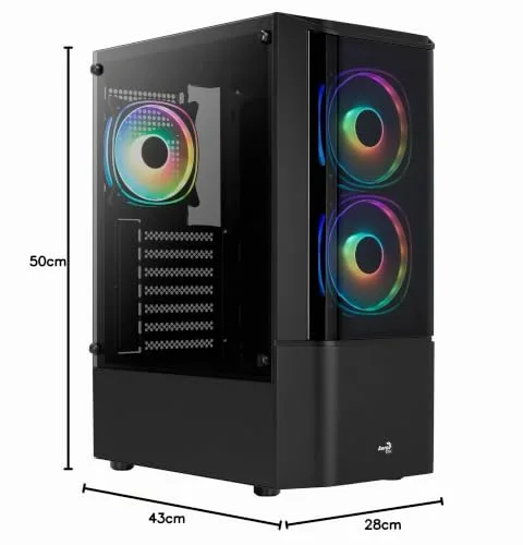 Boitier Moyen Tour ATX AeroCool Quantum RGB v3 avec panneaux vitrés (Noir) - vue 2