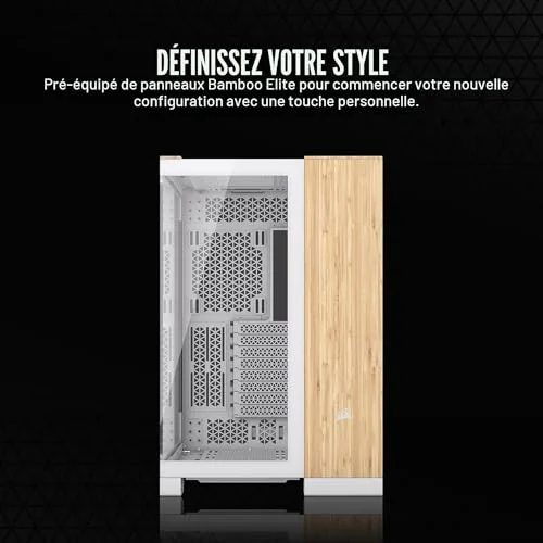 Boitier Moyen Tour E-ATX - Corsair 6500X - Blanc et marron - Refroidissement liquide - Panneaux vitrés - USB 3.0 - vue 3