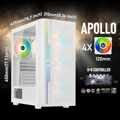 Boitier PC - BITFENIX - Apollo ARGB - Sans alimentation - Moyen tour - Format ATX - Blanc - vue 2
