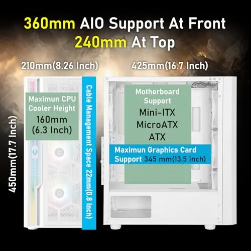 Boitier PC - BITFENIX - Apollo ARGB - Sans alimentation - Moyen tour - Format ATX - Blanc - vue 5