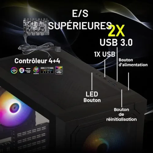 Boîtier PC - BITFENIX - Graph ARGB - Moyen tour - ATX - Noir - 4 ventilateurs A-RGB - vue 9