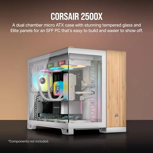 Boîtier PC - CORSAIR - CC-9011288-WW - 2500X - mATX - PC Case - White/Bamboo - vue 2