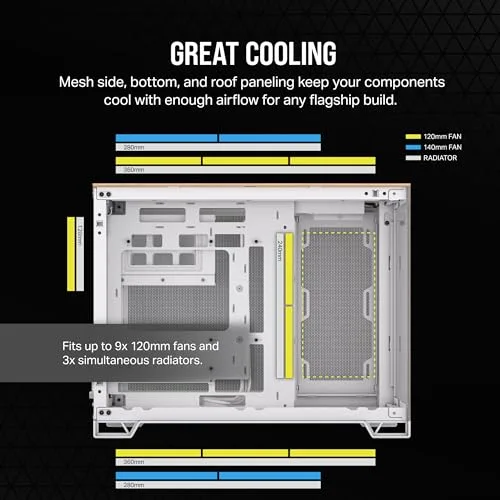 Boîtier PC - CORSAIR - CC-9011288-WW - 2500X - mATX - PC Case - White/Bamboo - vue 6