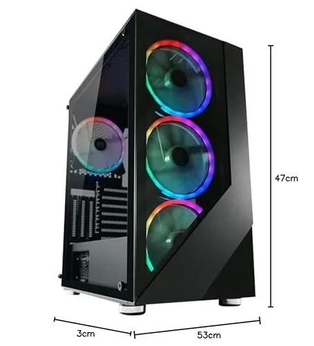 Boîtier PC Gamer - LC-POWER - Gaming 803B - 4 ventilateurs ARGB - Verre trempé - Compatible ATX - Connectique moderne - vue 9
