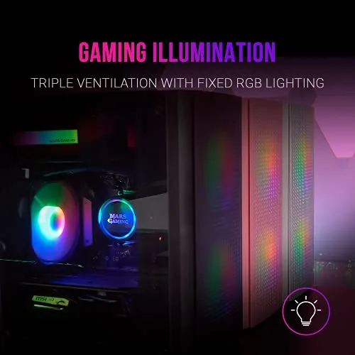 Boîtier PC Micro ATX - Mars Gaming - MC300 Blanc - Verre Trempé - 3 Ventilateurs FRGB - Total-Mesh - vue 2