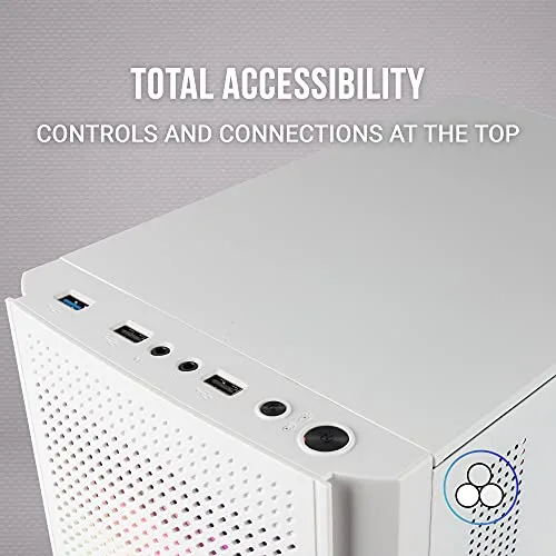 Boîtier PC Micro ATX - Mars Gaming - MC300 Blanc - Verre Trempé - 3 Ventilateurs FRGB - Total-Mesh - vue 5