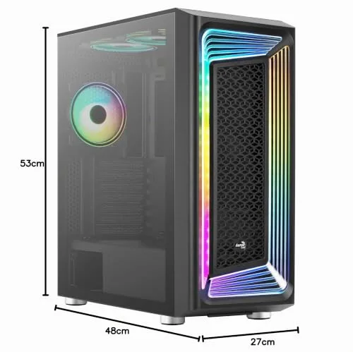 Boîtier PC Moyen Tour ATX - Aerocool - Interstellar RGB - Panneau vitré - Noir - Taille unique - vue 7