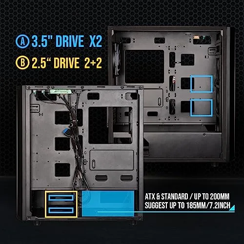 Boitier PC sans alimentation - BITFENIX Saber Mesh (Noir) - Moyen tour - Format ATX - vue 5