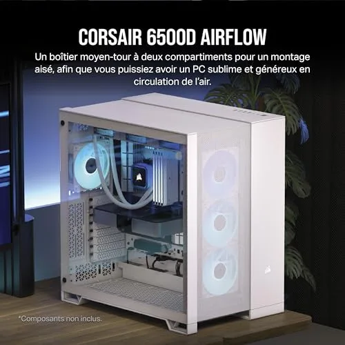 Corsair 6500D AIRFLOW ATX White - vue 3