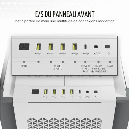 CORSAIR Boîtier PC 7000D AIRFLOW Verre Trempé - Blanc (CC-9011219-WW) - vue 6