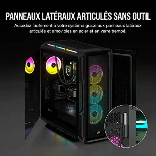 CORSAIR Boîtier PC iCUE 5000T RGB ATX moyen-tour - Noir (CC-9011230-WW) - vue 8