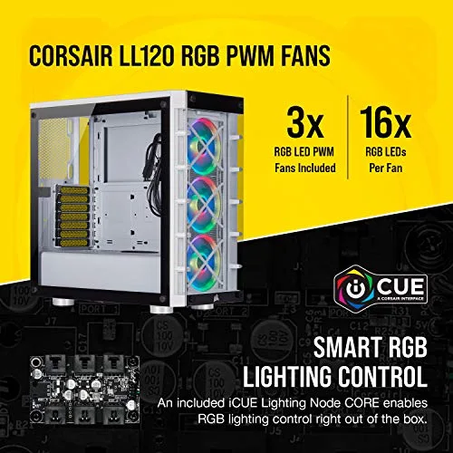 Corsair iCUE 465X ATX RGB White - vue 5