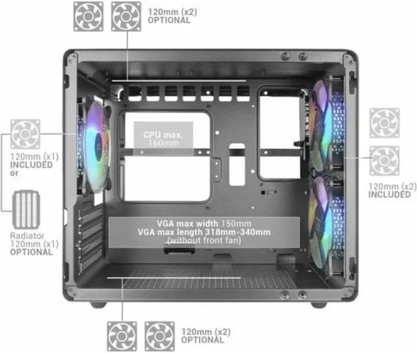 Mars Gaming MC-400 mATX RGB - vue 2