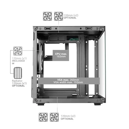 Mars Gaming MC-CUBE mATX RGB White - vue 4
