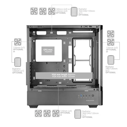 Mars Gaming MC-LCDPRO ATX White - vue 5