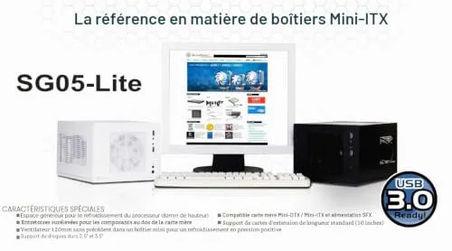 SilverStone SST-SG05BB-Lite - Sugo Boîtier PC cube compact Mini-ITX noir - vue 8