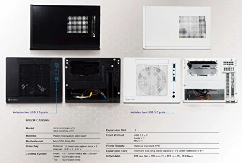 SilverStone SST-SG05BB-Lite - Sugo Boîtier PC cube compact Mini-ITX noir - vue 9