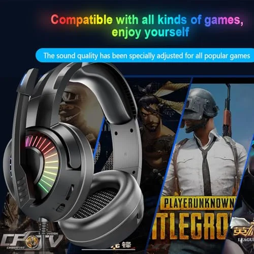 Casque gamer OVLENG GT67 noir avec micro et retro éclairage LED pour PC & consoles - Haut-parleur 40mm - Contrôle du - vue 5