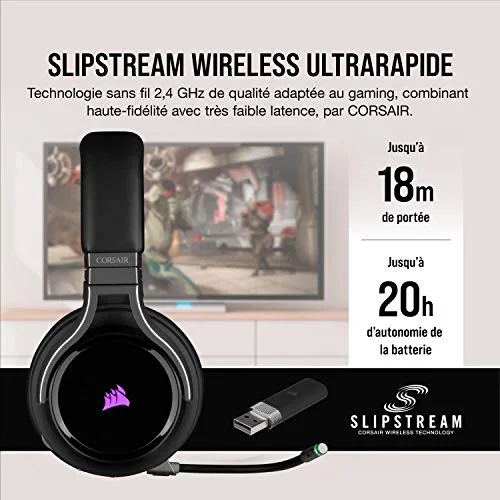 Corsair Virtuoso RGB Wireless Noir 50 mm Sans-fil Slipstream - vue 7