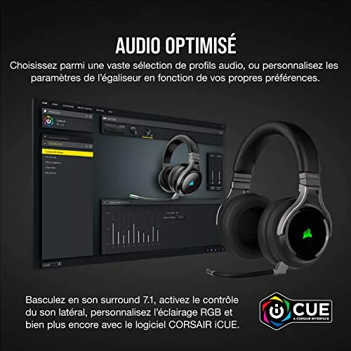 Corsair Virtuoso RGB Wireless Noir 50 mm Sans-fil Slipstream - vue 8
