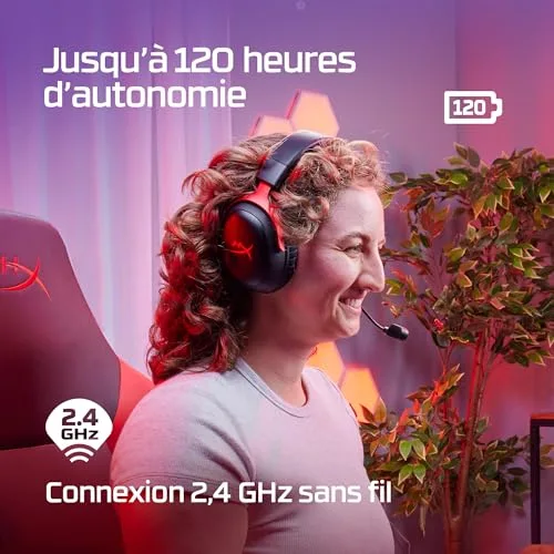 Casque Gamer Sans Fil - HyperX Cloud III - pour PC & console - Noir/Rouge - vue 3