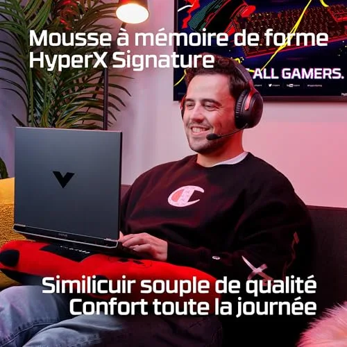 Casque Gamer Sans Fil - HyperX Cloud III - pour PC & console - Noir/Rouge - vue 4