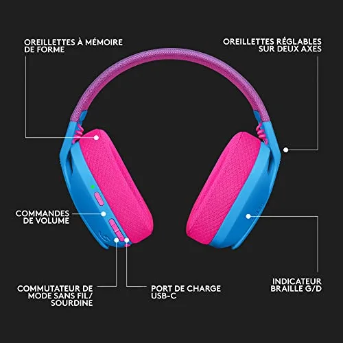 Logitech G435 Lightspeed Bleu Sans-fil Bluetooth 18h - vue 9