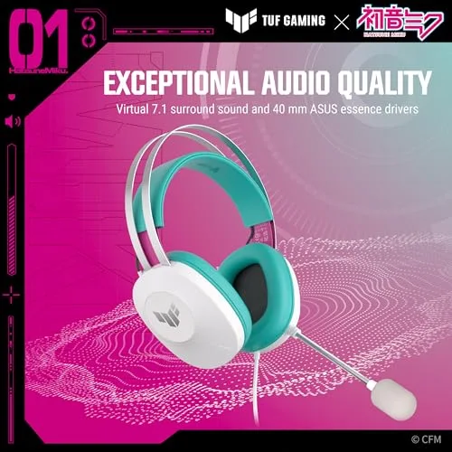 Asus TUF Gaming H1 Gen II Hatsune Miku Edition 40mm USB - vue 3