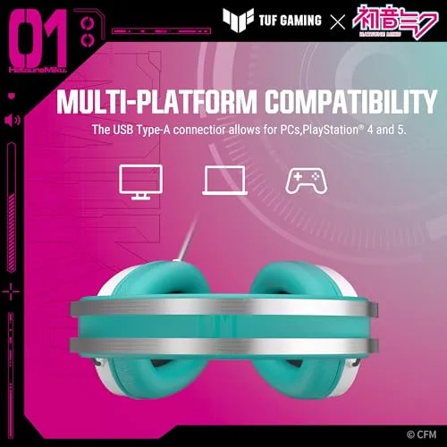 Asus TUF Gaming H1 Gen II Hatsune Miku Edition 40mm USB - vue 6