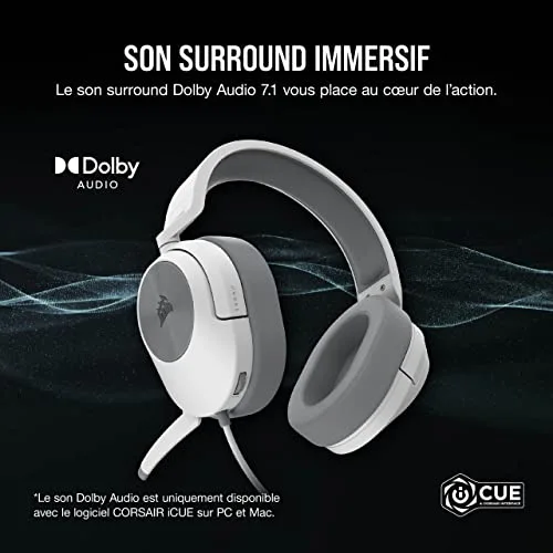 Corsair HS55 Surround Blanc Filaire 7.1 Dolby - vue 2