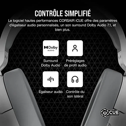 Corsair HS55 Surround Blanc Filaire 7.1 Dolby - vue 6