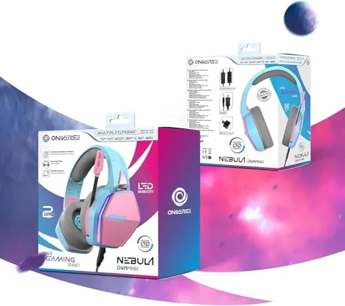 Oniverse Nebula Rose Casque Gaming Filaire 50mm LED - vue 7